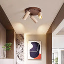 LED Spotlight Rotatable Lighting Fixture 3 Heads Walnut Log Wood Color Wall Foco by Ljojo