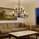 Ljojo American Retro Black Chandeliers Metal Cafe Pendant Lights for Living Room and Bedroom