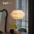 Ljojo Vintage Woven Fabric Bedroom Pendant Light Japanese Style Living Room Solid Wood Tea Room Lighting