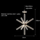 Modern Minimalist LED Glass Pipe Chandelier Pendant Light for Home Decor Restaurant Lobby by Ljojo