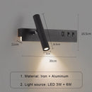Modern Nordic LED Wall Lamp with Switch USB - Indoor Lighting Sconce for Bedroom, Living Room by Ljojo