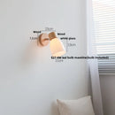 Ljojo LED Wall Light Fixture Wood Canopy White Glass Nordic Modern Plug In Sconce