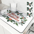 Christmas Bells Drying Mat: Absorbent Dish & Cup Placemat by Ljojo