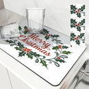 Christmas Bells Drying Mat: Absorbent Dish & Cup Placemat by Ljojo