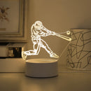 3D Baseball Boy Acrylic Night Light Monochrome Warm Atmosphere for Bedroom and Study by Ljojo