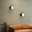 Ljojo Loft LED Wall Lamp Clear Gray Glass Parlor Sconce Black Metal