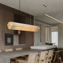 Nordic Wabi-Sabi Round Tube Fabric Led Pendant Lights Chandelier for Dining Room by Ljojo
