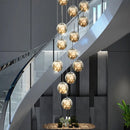 Modern Glass Ball Ceiling Chandelier Dimmable for Staircase Living Room by Ljojo
