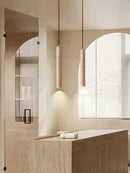 Slim Travertine Pendant Lamp for Kitchen by Ljojo | Stone Ceiling Light Fixture for Bedside Dining
