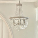 American Lustre K9 Crystal E14 Pendant Lights: French White Iron LED Hanging Lamp by Ljojo