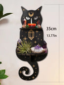 Ljojo™ Black Cat Star Crystal Shelf: Boho Wooden Wall Decor Ledge