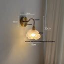 Ljojo LED Glass Wall Sconce with Pull Chain Switch for Modern Luxury Bedroom Lighting