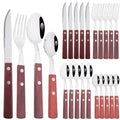 Ljojo 16/24Pcs Wood Handle Stainless Steel Cutlery Set - Kitchen Tableware