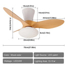 Ceiling Fan with Remote Control and LED Light for Home, Bedroom, Living Room, Kitchen - Ljojo