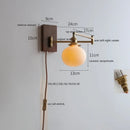 Ljojo LED Walnut Ash Wood Wall Sconce with Pull Chain Switch