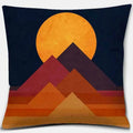 Geometric Mountains & Colorful Birds Pillow Covers by Ljojo