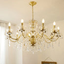 French Retro Crystal Pearl Chandeliers Luxurious Brass Villa Living Dining Pendant Lights Ljojo