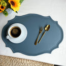 Ljojo Light Grey Faux Leather Oval Placemats for Stylish Table Decor