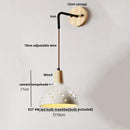 Ljojo LED Pull Chain Wall Sconce Cement Shade Wood Stair Light
