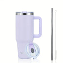 Ljojo 40oz Stainless Vacuum Insulated Coffee Cup with Handle and Straw