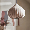 French Minimalist Pendant Light Onion Shape Fabric Lampshade for Living Room.