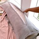 Couple Flannel Fleece Pillowcase Set, 120x48cm, Grey, Ljojo Brand