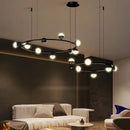 Ljojo Modern Ring Led Pendant Lights Living Room Chandelier Black Decoration Lighting