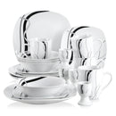 Ljojo 20-Piece Black Stripe Porcelain Dinner Set with Egg Cup, Mug, Bowl, Dessert & Dinner Plate