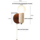 Ljojo LED Wall Lights Japan Style White Glass Yellow Travertine Pull Chain Switch