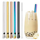 Ljojo 304 Stainless Steel Bubble Tea Straw Set with Straw Brush Spoon