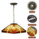 Ljojo Mission Style Stained Glass Pendant Light Fixture for Dining Room & Home Office