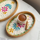 Ljojo Light Luxury Shell Inlaid Rattan Storage Basket Tray