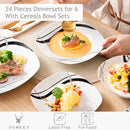 Ljojo 36-Piece Porcelain Ceramic Black Line Kitchen Tableware Set