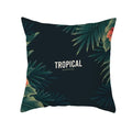 Flamingo Flower Rainforest Cushion Cover with Tropical Plant Animal Pattern by Ljojo