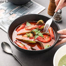 Ljojo Matte Stone Patterned Ceramic Ramen Soup Salad Fruit Noodle Bowl Large Capacity