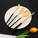 Ljojo 24Pcs Black Gold Cutlery Set Stainless Steel Tableware Luxury Dinnerware