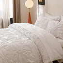 Ljojo Luxe Pleated Duvet Set with Ruffled Pillowcases - Soft, Breathable, Luxurious Bedding