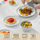 Ljojo LEXI Ceramic Plate Set - White Black Rim Dinnerware, 4/6 PCS Variants