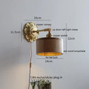 Ljojo LED Wall Sconce Switch Light Walnut Ash Wood Copper Arm Lampara Pared