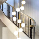 Ljojo LED Ring Stairs Pendant Light Chandelier for Living Room Dining Room Lighting