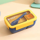 Ljojo 4-Grid Leakproof Bento Lunch Box with Tableware - Portable and Microwave-Safe