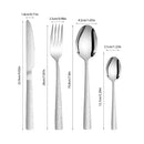 Ljojo 24pcs Stainless Steel Cutlery Set with Square Handle, Snakeskin Design