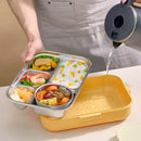 Ljojo 4/5 Grids Stainless Steel Divided Lunch Box Set with Cutlery