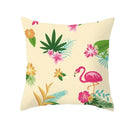Flamingo Flower Rainforest Cushion Cover with Tropical Plant Animal Pattern by Ljojo