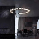 Nordic Ring Glass Chandelier Black Modern Living Room Pendant Lamp Ljojo