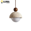 Ljojo Yellow Travertine Pendant Light - Japanese Style Stone Chandelier for Home Decor