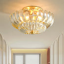 Copper Small Ceiling Lamp with Flower Petals Glass Led Lighting - Ljojo
