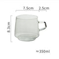 Ljojo 350ml Stackable Glass Coffee Tea Cup in Amber Blue Green Colors