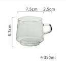 Ljojo 350ml Stackable Glass Coffee Tea Cup in Amber Blue Green Colors