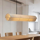 Nordic Wabi-Sabi Round Tube Fabric Led Pendant Lights Chandelier for Dining Room by Ljojo